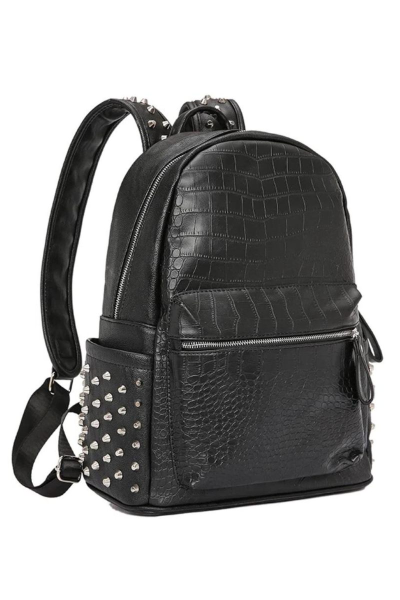 Design Unisex Rygsæk Stor Kapacitet Daypack Alligator Laptop Taske Rejserygsække Sort