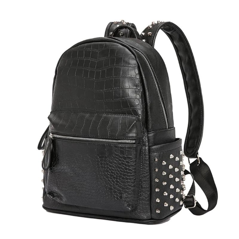 Design Unisex Rygsæk Stor Kapacitet Daypack Alligator Laptop Taske Rejserygsække Sort - Sort