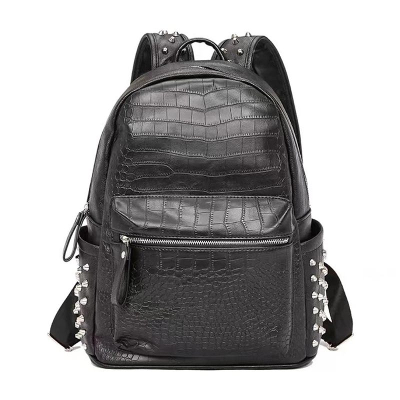 Design Unisex Rygsæk Stor Kapacitet Daypack Alligator Laptop Taske Rejserygsække Sort - Sort