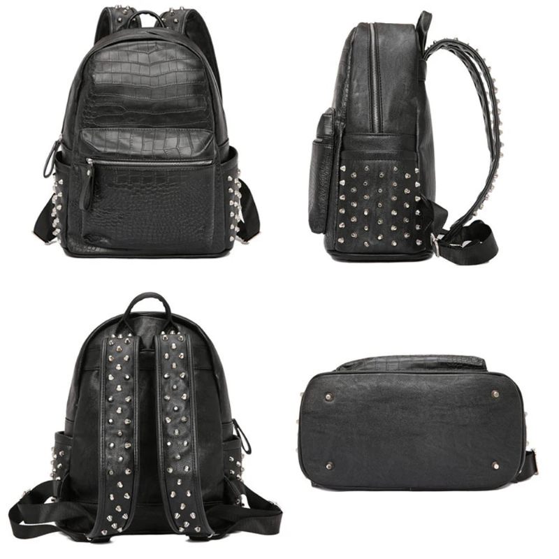 Design Unisex Rygsæk Stor Kapacitet Daypack Alligator Laptop Taske Rejserygsække Sort - Sort