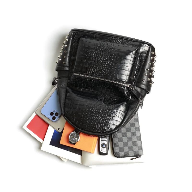 Design Unisex Rygsæk Stor Kapacitet Daypack Alligator Laptop Taske Rejserygsække Sort - Sort