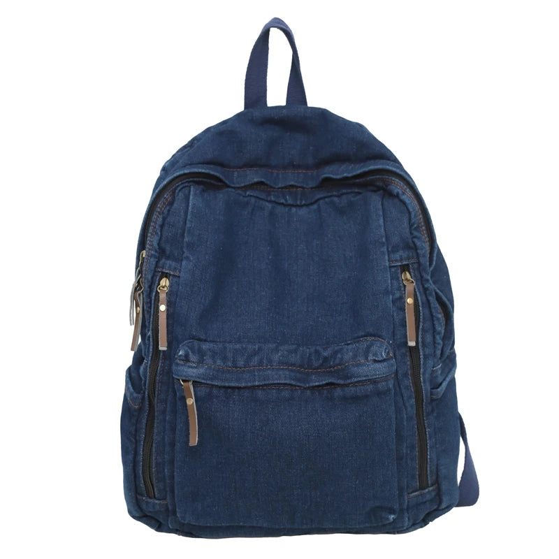 Kvinder Rygsæk Stor Kapacitet Jeans Student - Mørkeblå