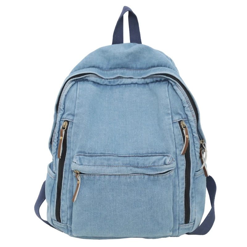 Kvinder Rygsæk Stor Kapacitet Jeans Student - Mørkeblå