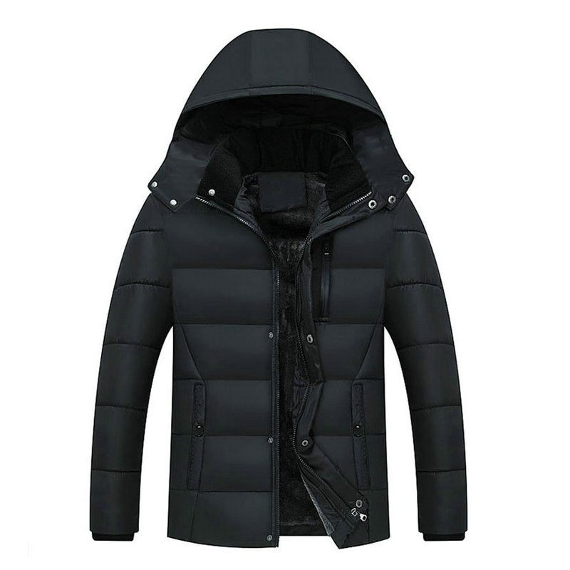 Streetwear Vinter Herre Tykke Frakker Varme Jakker Polstrede Casual Hætte Thermal Parka Nye Mænd Overfrakker Herretøj - Navy