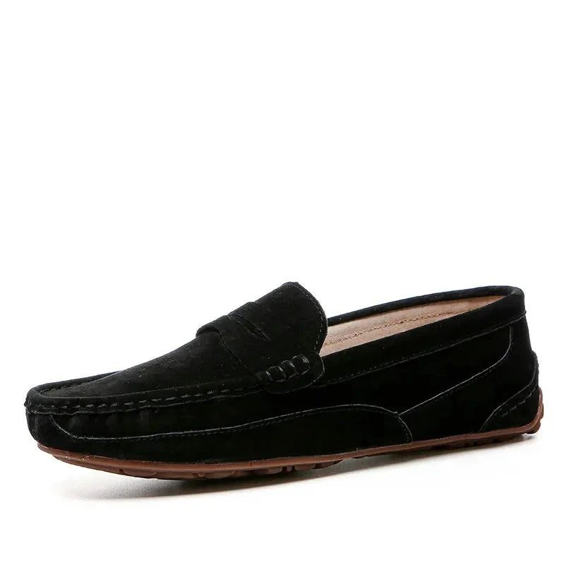 Ægte Læder Mænd Casual Sko Luksus Mærke Loafers - Mørkebrun
