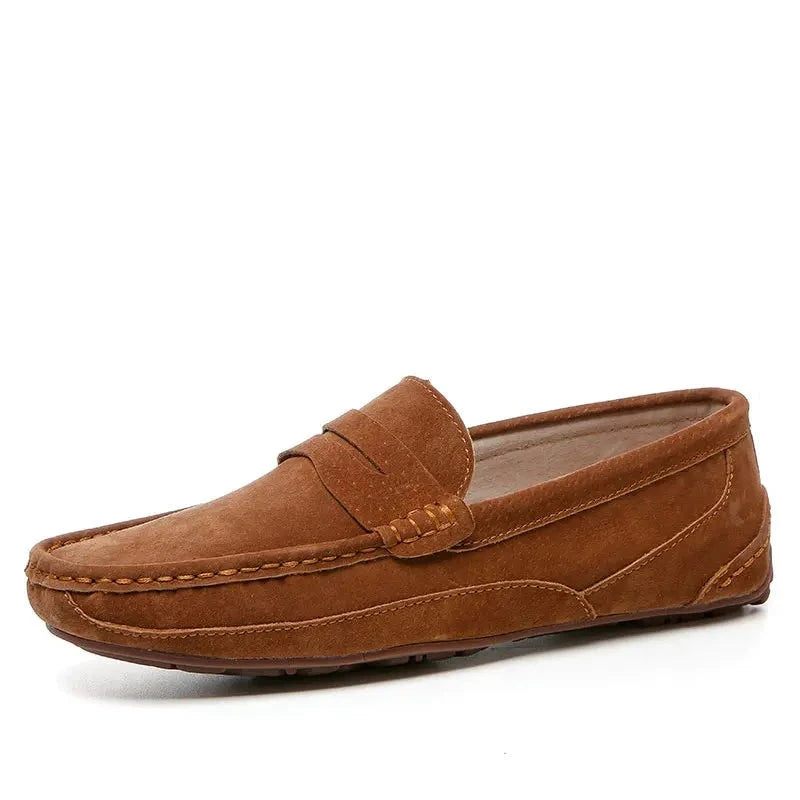 Ægte Læder Mænd Casual Sko Luksus Mærke Loafers - Mørkebrun