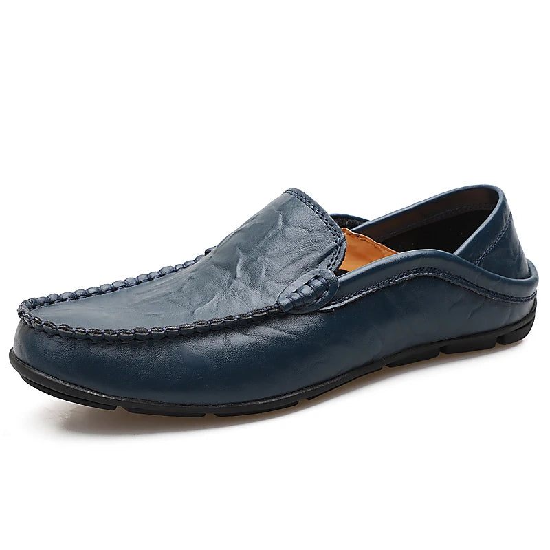 Efterår Vinter Varm Pels Læder Flats Loafers Herre Mokkasiner Casual Sko - Sort