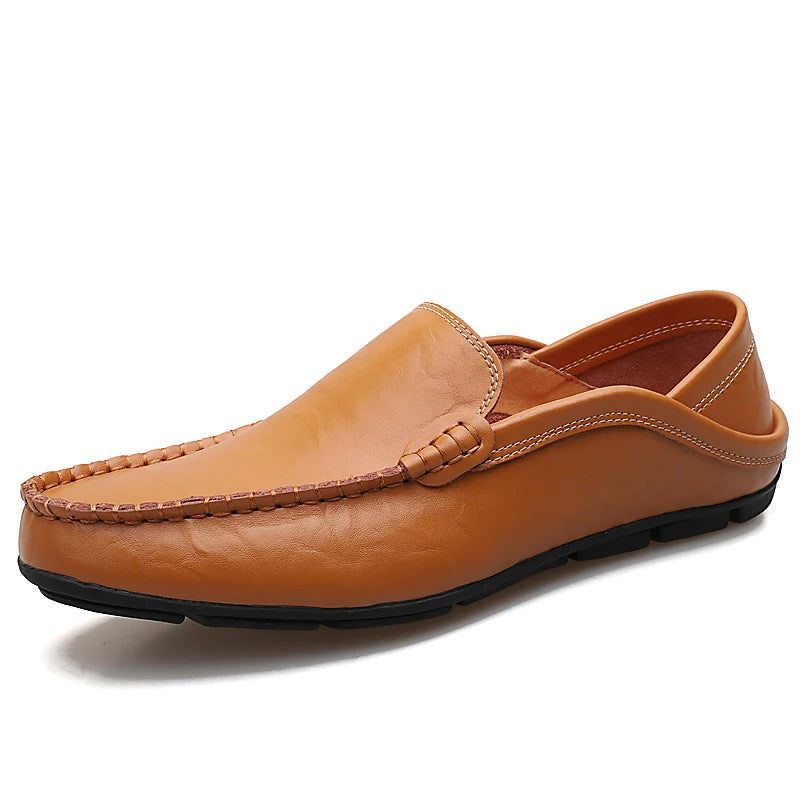 Efterår Vinter Varm Pels Læder Flats Loafers Herre Mokkasiner Casual Sko - Sort