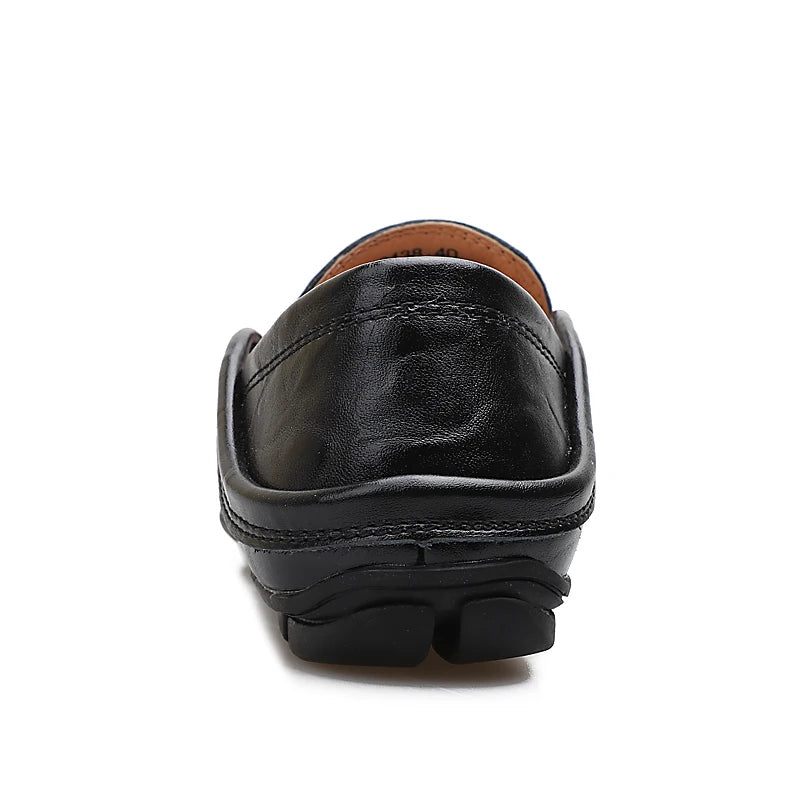 Efterår Vinter Varm Pels Læder Flats Loafers Herre Mokkasiner Casual Sko - Sort