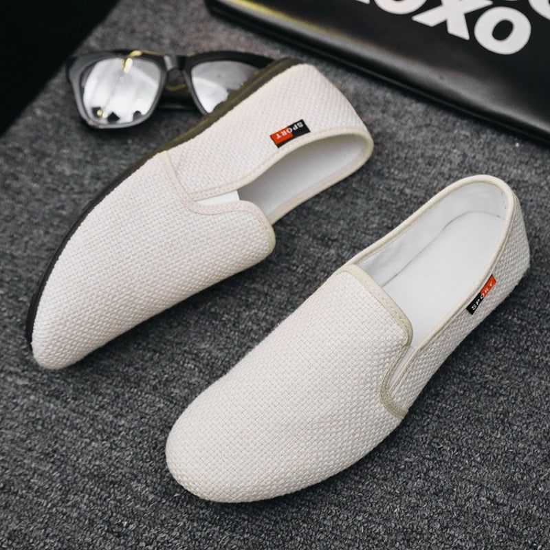 Forår Sommer Mænd Loafers Sko Trend Åndbare Casual Driving Sko - Beige