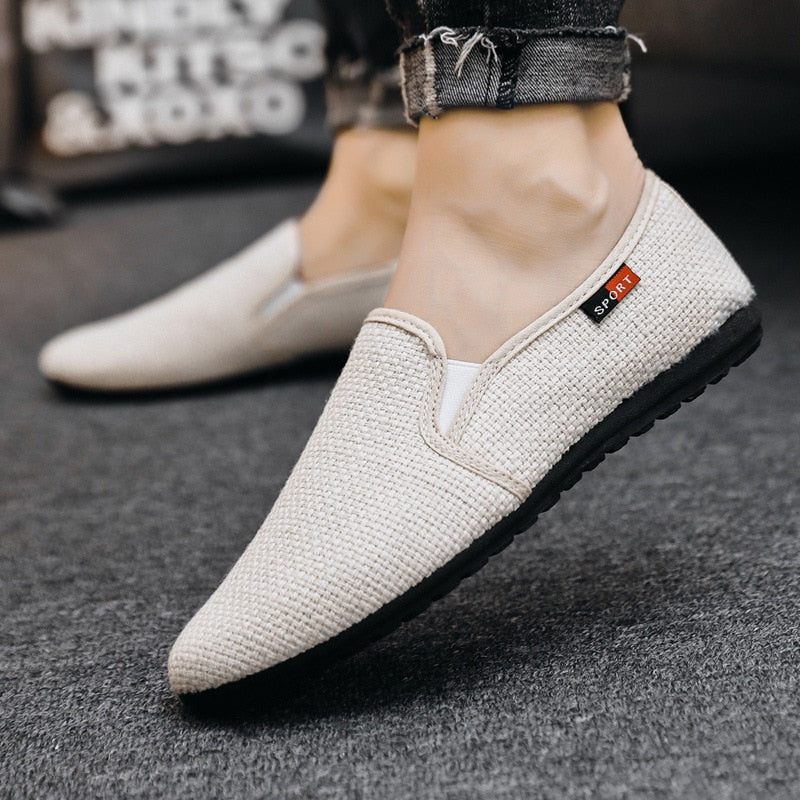Forår Sommer Mænd Loafers Sko Trend Åndbare Casual Driving Sko - Beige