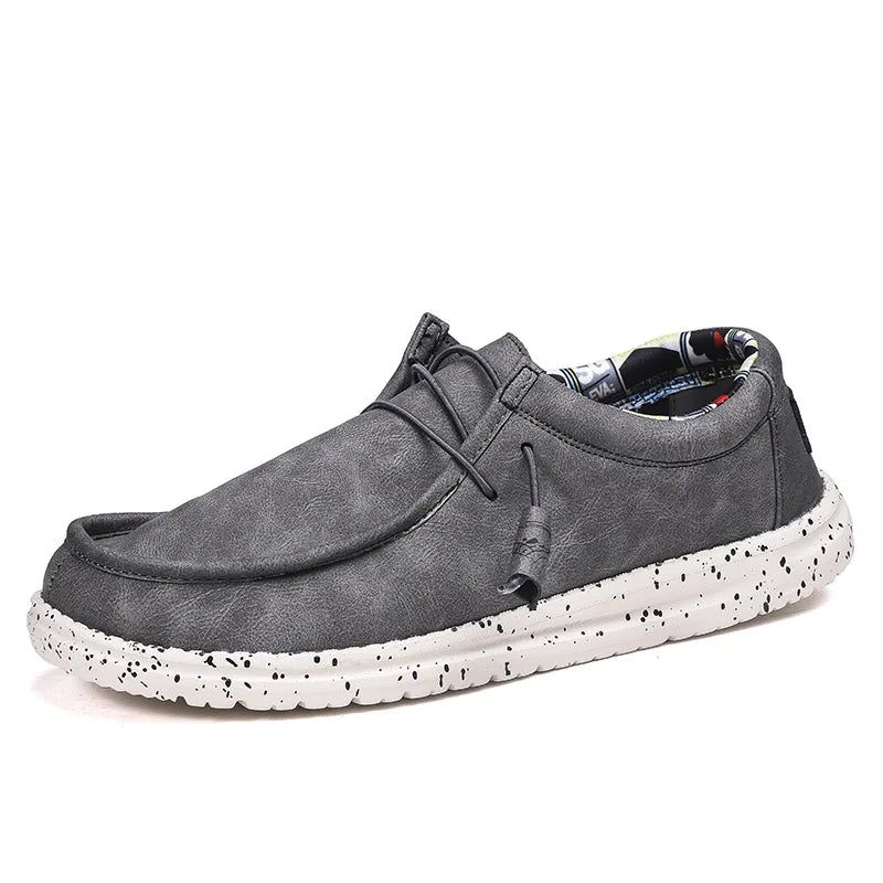 Læder Fritidssko Mænd Dude Loafers Street Style Mænds Slip-ons - Grå