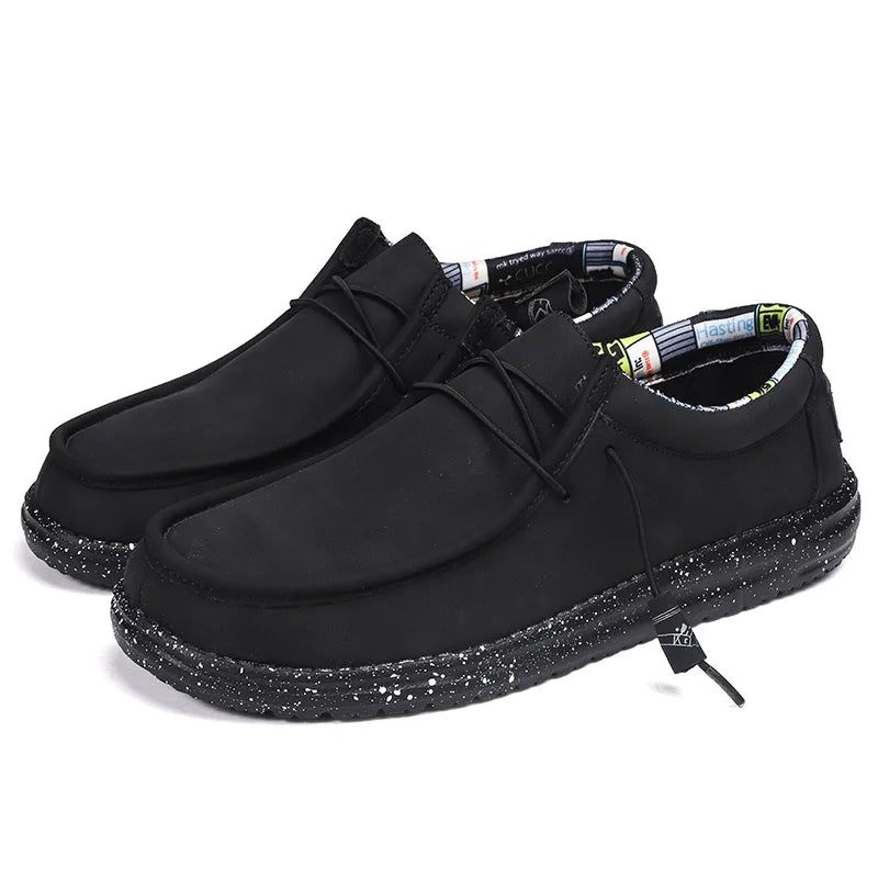 Læder Fritidssko Mænd Dude Loafers Street Style Mænds Slip-ons - Grå