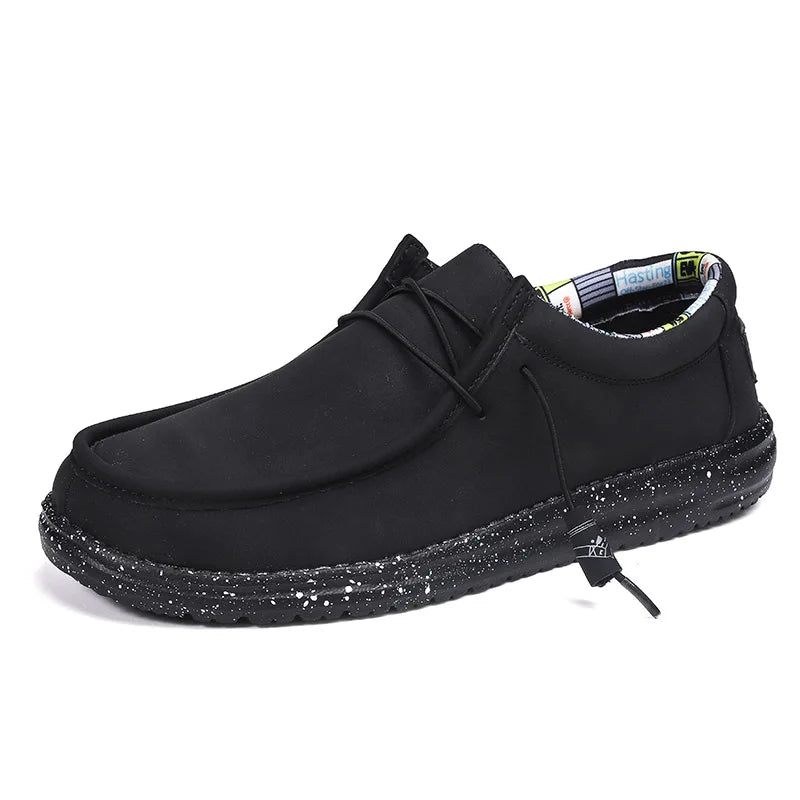 Læder Fritidssko Mænd Dude Loafers Street Style Mænds Slip-ons - Grå