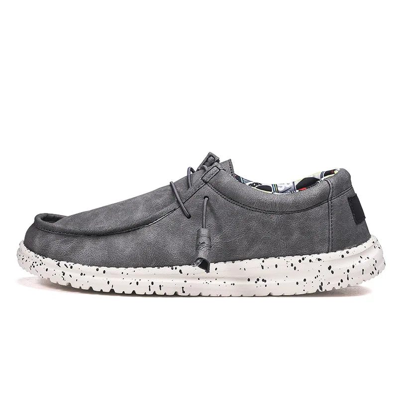 Læder Fritidssko Mænd Dude Loafers Street Style Mænds Slip-ons - Grå