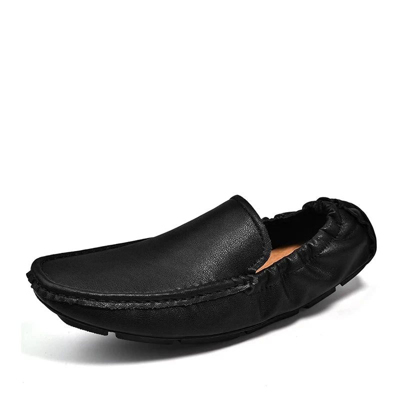 Mænd Læder Loafers Slip On Casual Sko Mokkasiner Mænds Flats Supper Bløde Sko - Brun