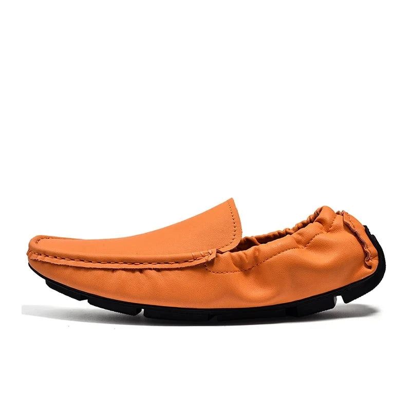 Mænd Læder Loafers Slip On Casual Sko Mokkasiner Mænds Flats Supper Bløde Sko - Brun