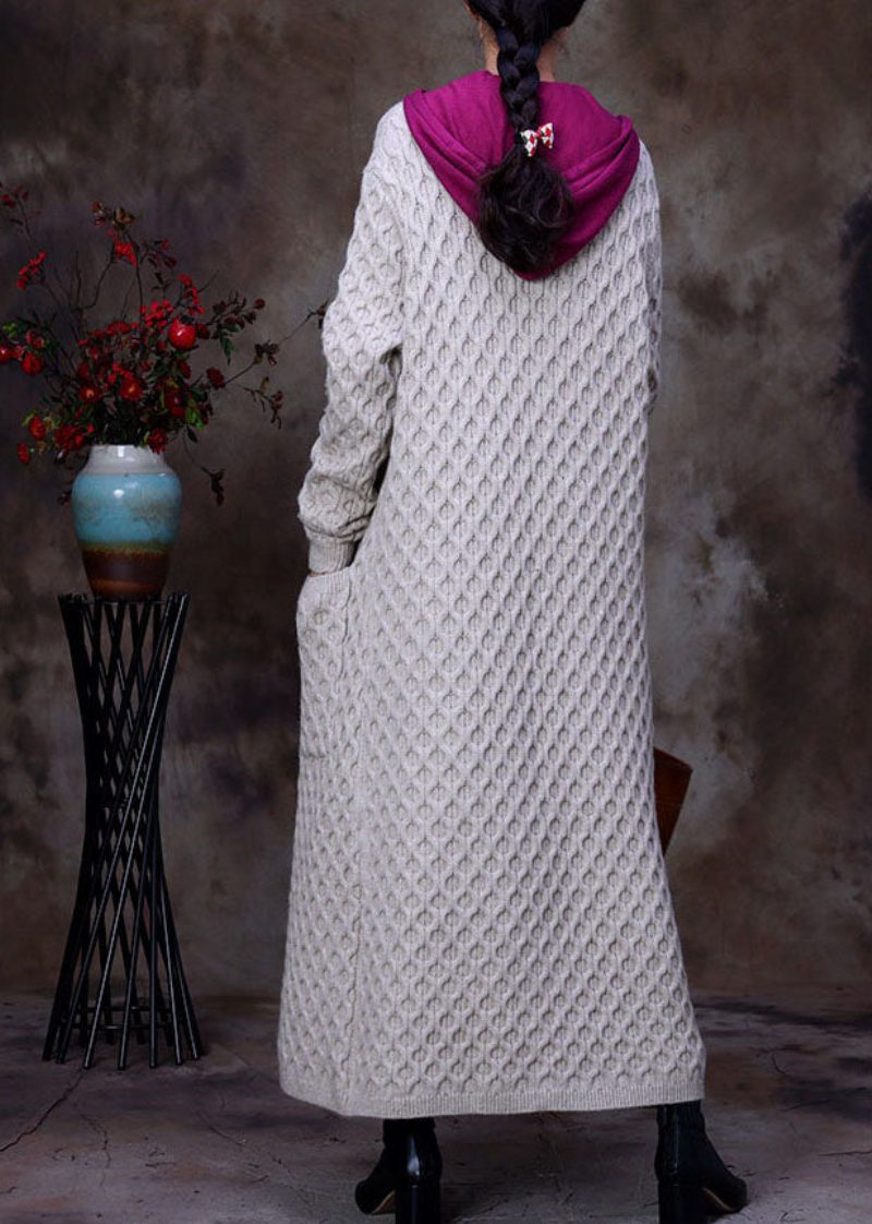 Løse Abrikoslommer Knap Strik Fall Sweater Coat - Dame cardigans
