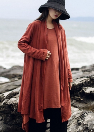 Orange Patchwork Bomuld Cardigan V-hals Langærmet