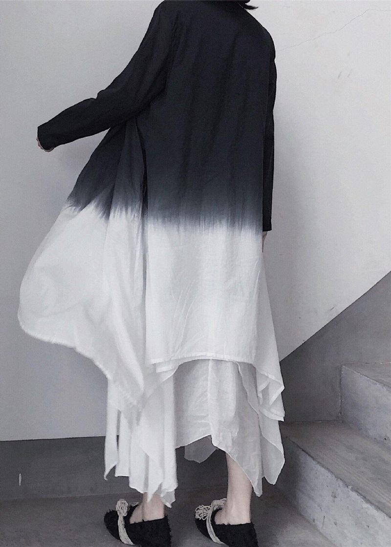 Retro Uregelmæssig Dobbeltlags Gradient Capcoat - Dame cardigans