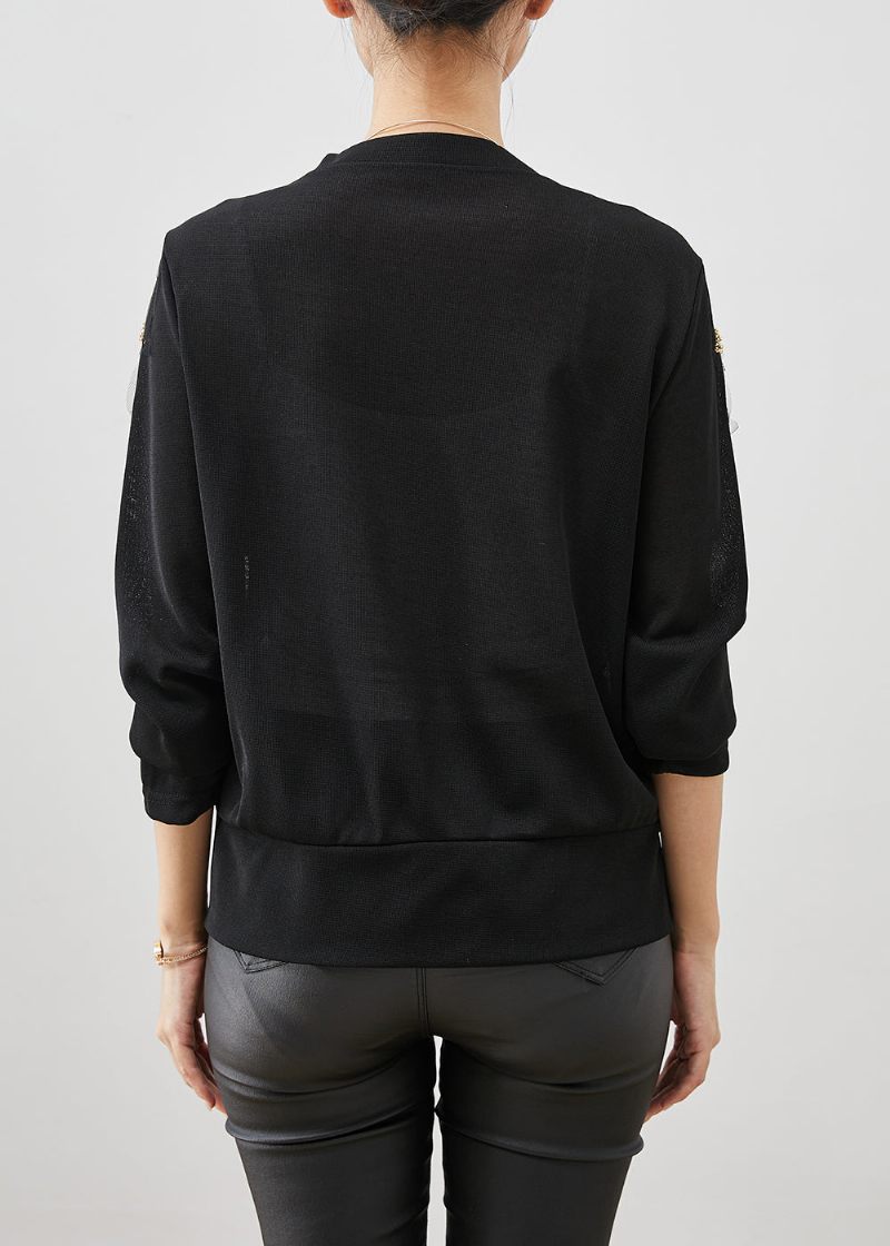 Stil Sorte Pailletter Button Down Bomuld Cardigan Fall - Dame cardigans