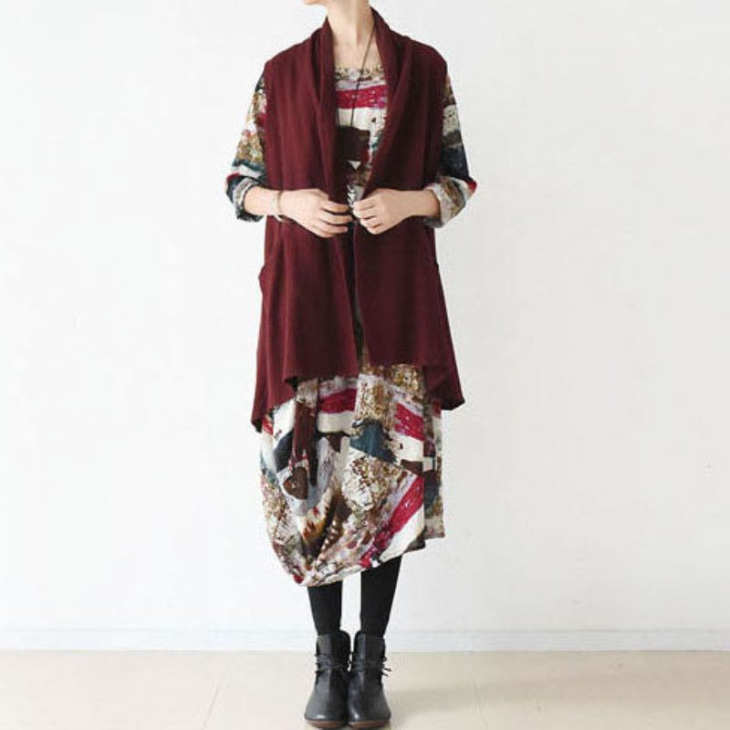 Stilfuld Plus Size Linned Veste Kausal Cardigans Hør Tøj - Dame cardigans
