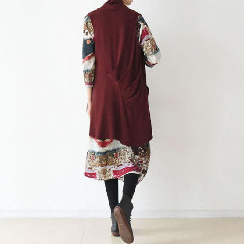 Stilfuld Plus Size Linned Veste Kausal Cardigans Hør Tøj - Dame cardigans