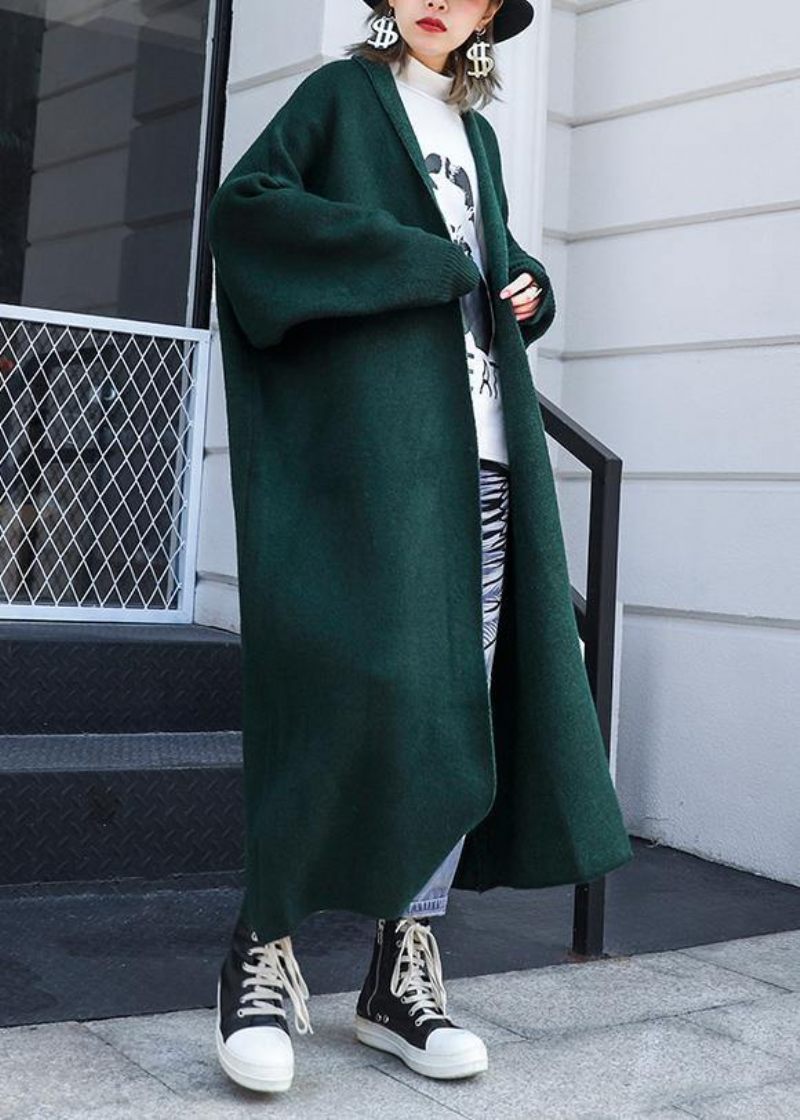 Til Foråret Strik Sweat Toppe Falder Mode Sortlig Grøn Sweater Frakke - Dame cardigans