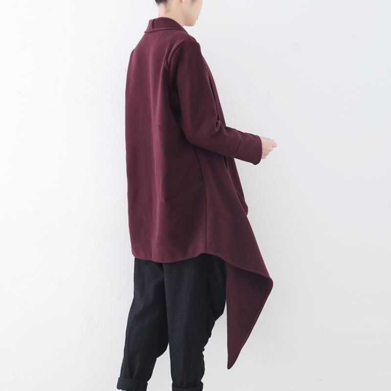 Vintage Bordeaux Uldfrakke Oversize Jakker Frakker Boutique Maxi Frakke - Sort