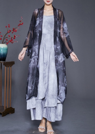 Vintage Sort Oversized Tie Dye Chiffon Cardigans Sommer