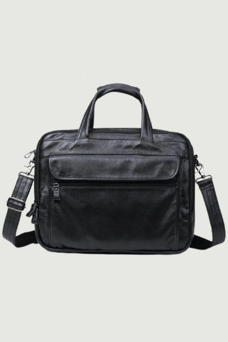 Ægte Læder Dokumentmapper 15 Tommer Bærbar Håndtaske Dokumentetui Herre Business Crossbody Taske Tote Messenger Skuldertasker - Grøn