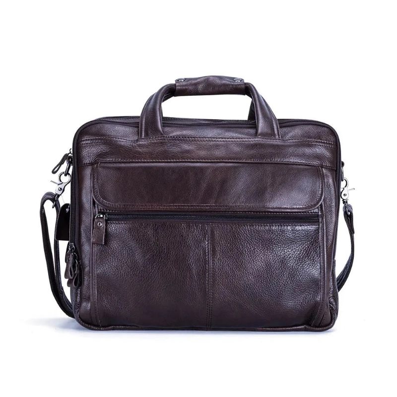 Ægte Læder Dokumentmapper 15 Tommer Bærbar Håndtaske Dokumentetui Herre Business Crossbody Taske Tote Messenger Skuldertasker - Grøn