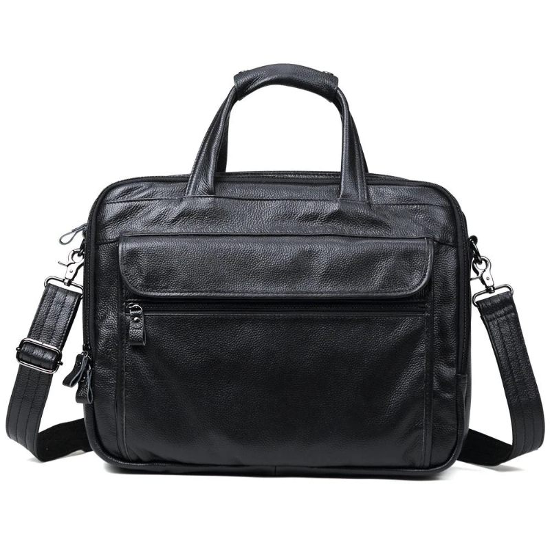 Ægte Læder Dokumentmapper 15 Tommer Bærbar Håndtaske Dokumentetui Herre Business Crossbody Taske Tote Messenger Skuldertasker - Grøn
