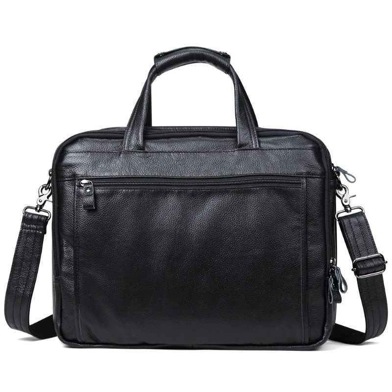 Ægte Læder Dokumentmapper 15 Tommer Bærbar Håndtaske Dokumentetui Herre Business Crossbody Taske Tote Messenger Skuldertasker - Grøn