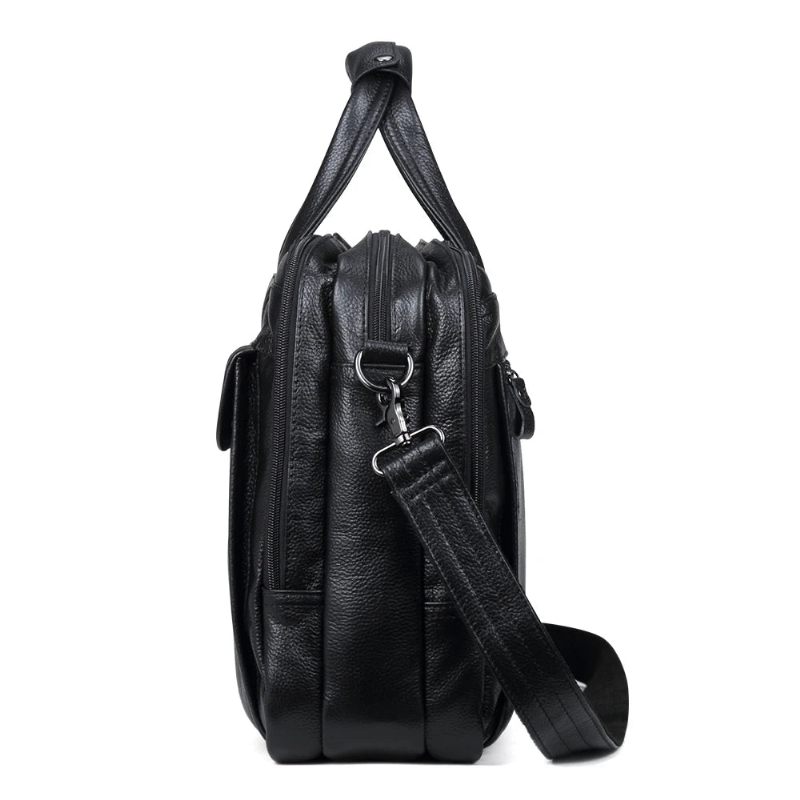 Ægte Læder Dokumentmapper 15 Tommer Bærbar Håndtaske Dokumentetui Herre Business Crossbody Taske Tote Messenger Skuldertasker - Grøn