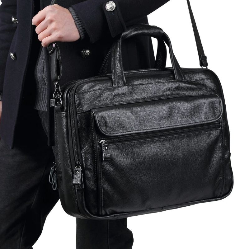 Ægte Læder Dokumentmapper 15 Tommer Bærbar Håndtaske Dokumentetui Herre Business Crossbody Taske Tote Messenger Skuldertasker - Grøn