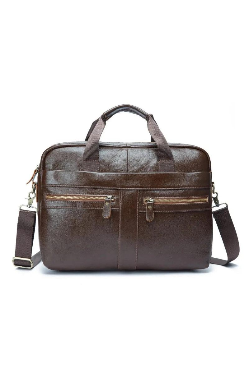 Mænd Læder Retro Rejsemappe Business 15.6 Tommer Bærbar Taske Design Messenger Bag