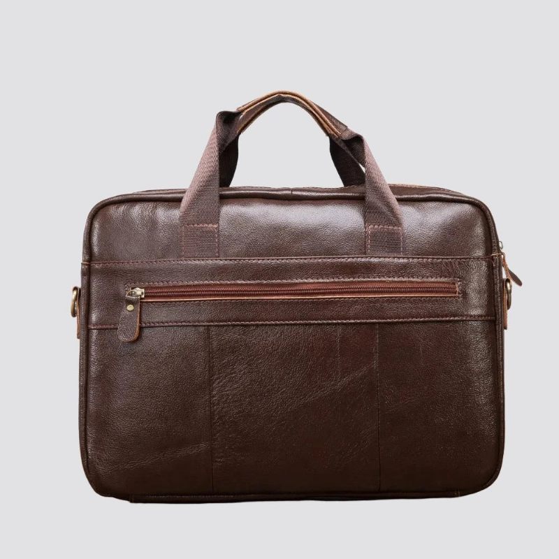 Mænd Læder Retro Rejsemappe Business 15.6 Tommer Bærbar Taske Design Messenger Bag - Brun