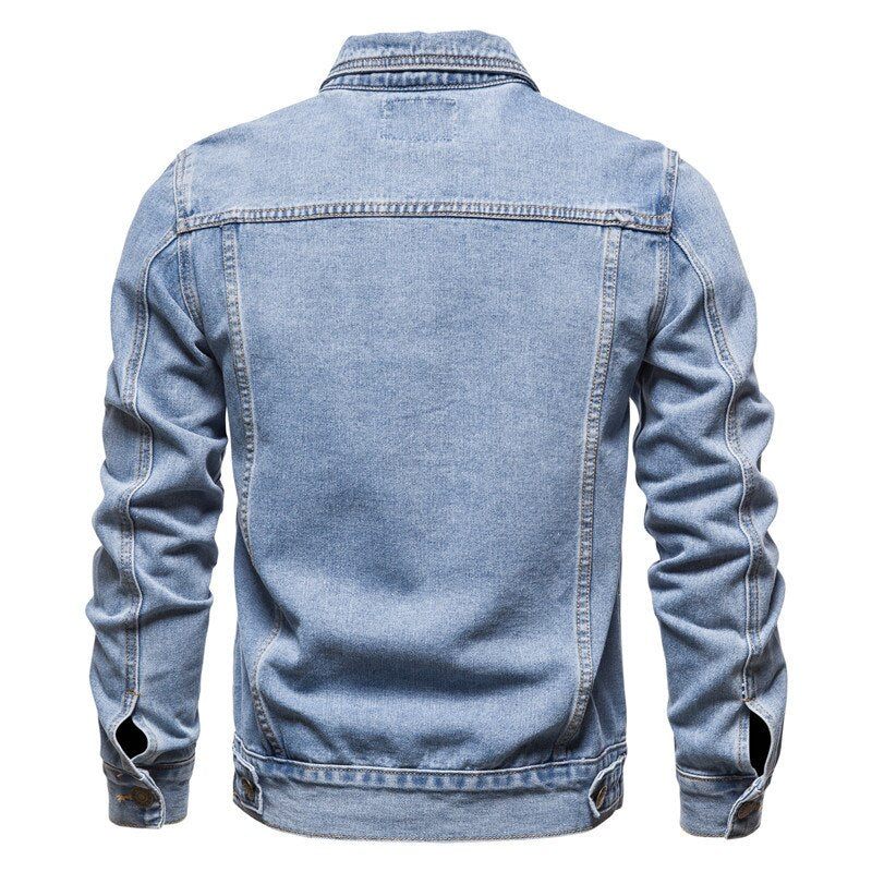 Demin-jakke Slank Mænd Streetwear Demin-frakker Mandarin-krave-overdele Mand Skinny Jean Overtøj Plus Størrelse S-5xl - Sort