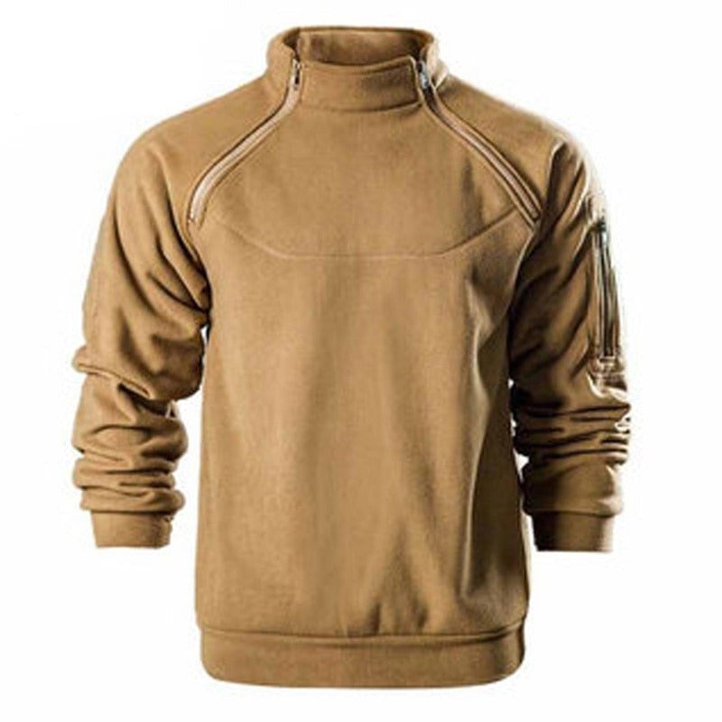 Efterår Og Vinter Nye Mænd Militær Taktisk Fleecejakke Udendørs Bjergbestigning Klatring Fleece Varm Plys Pullover - Grå