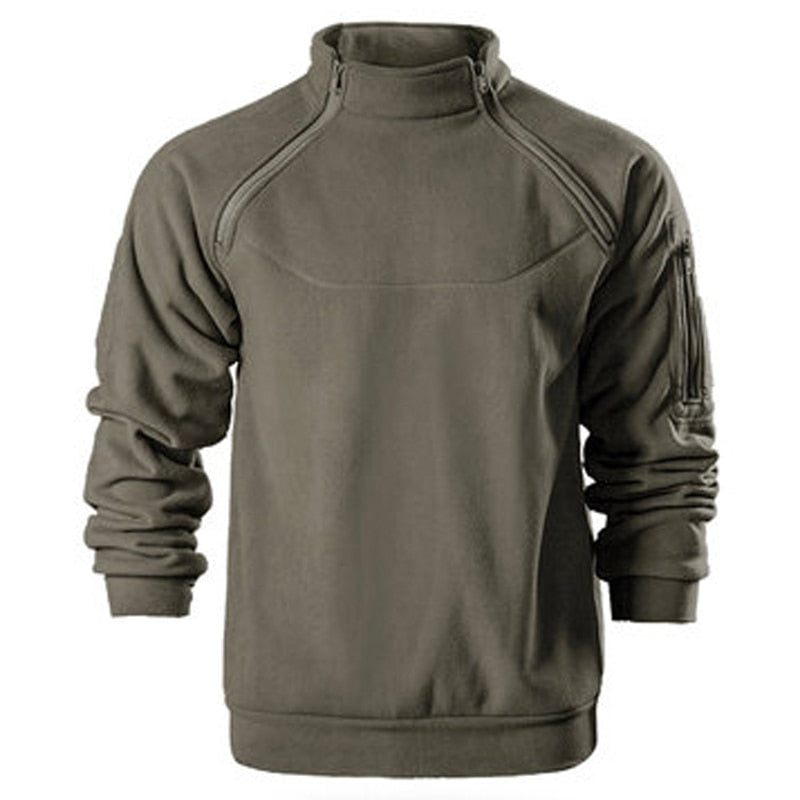 Efterår Og Vinter Nye Mænd Militær Taktisk Fleecejakke Udendørs Bjergbestigning Klatring Fleece Varm Plys Pullover - Grå