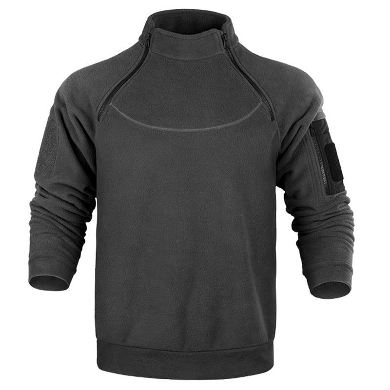 Efterår Og Vinter Nye Mænd Militær Taktisk Fleecejakke Udendørs Bjergbestigning Klatring Fleece Varm Plys Pullover - Grå