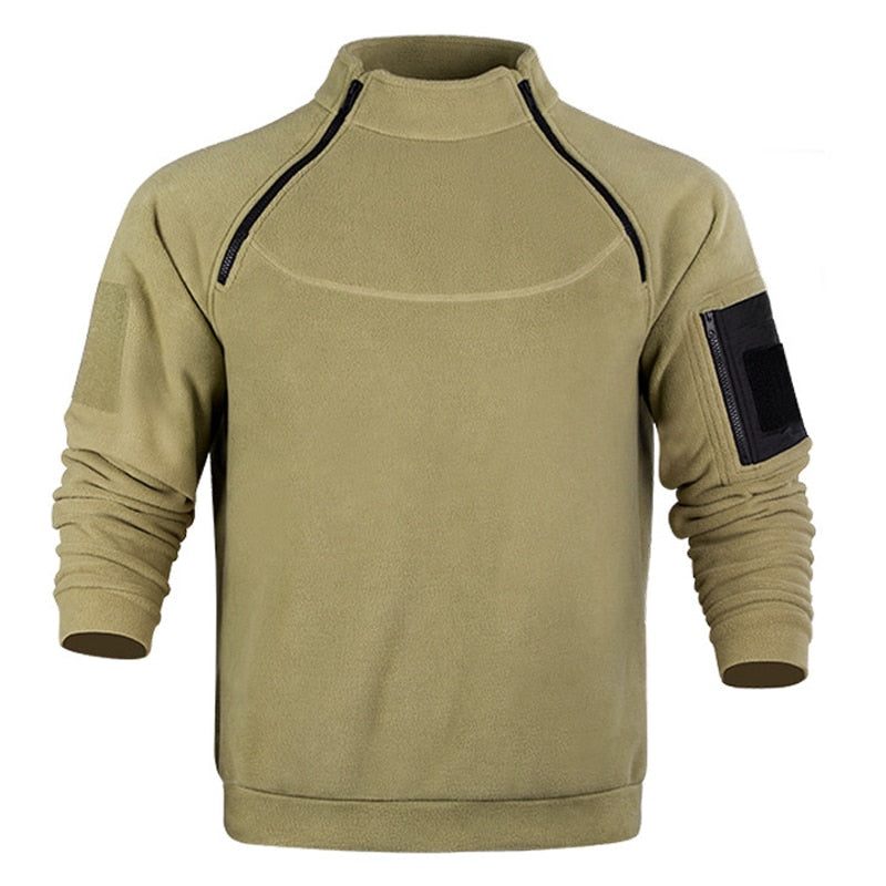Efterår Og Vinter Nye Mænd Militær Taktisk Fleecejakke Udendørs Bjergbestigning Klatring Fleece Varm Plys Pullover - Grå