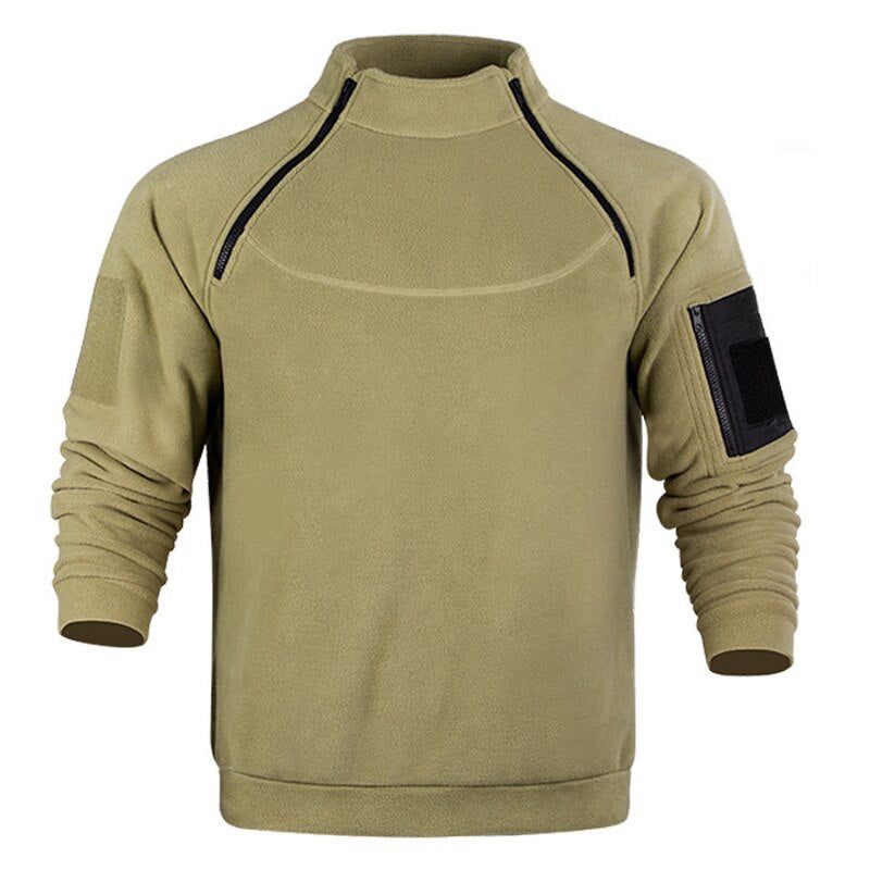 Efterår Og Vinter Nye Mænd Militær Taktisk Fleecejakke Udendørs Bjergbestigning Klatring Fleece Varm Plys Pullover - Grå