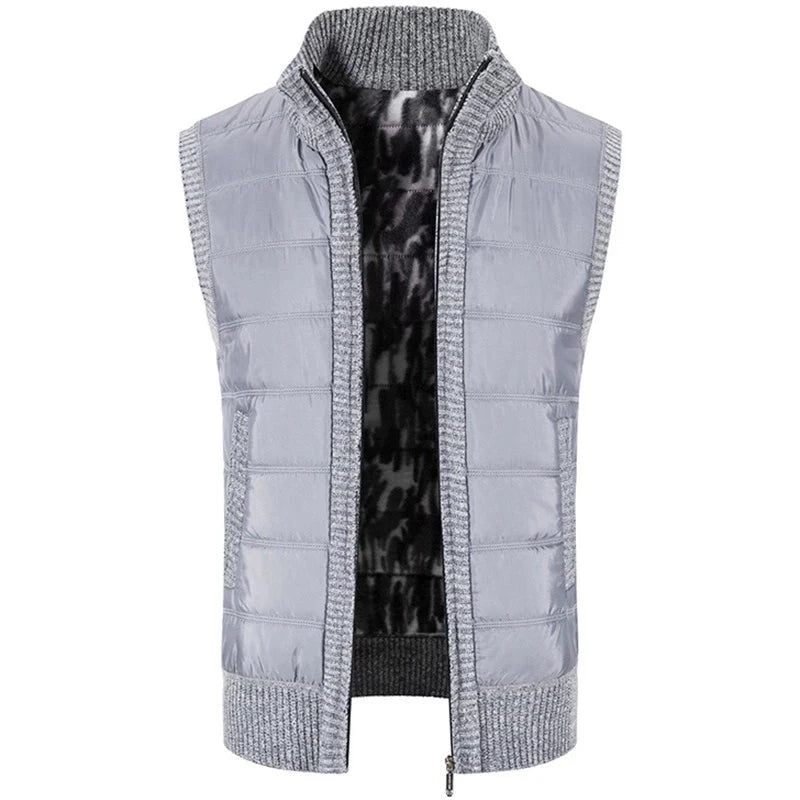 Efterår Og Vinter Til Mænds Bomuldsfrakke Varm Ydre Vest Bomuldsvest Casual Ærmeløs Jakke - Sort