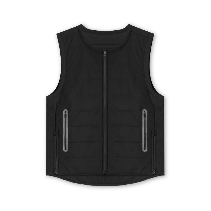 Efterår Og Vinter Vest For Mænd Sport Casual Jakke Med Rund Hals Til - Sort
