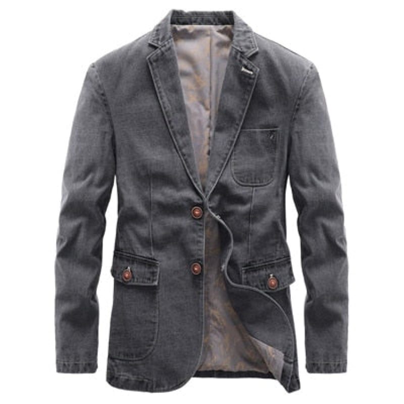 Efterårs Denimjakke Til Mænd Trendy Tynde Denimdragter Jean-jakker Outwear Casual Windbreaker Cowboyfrakker Tøj - Sort