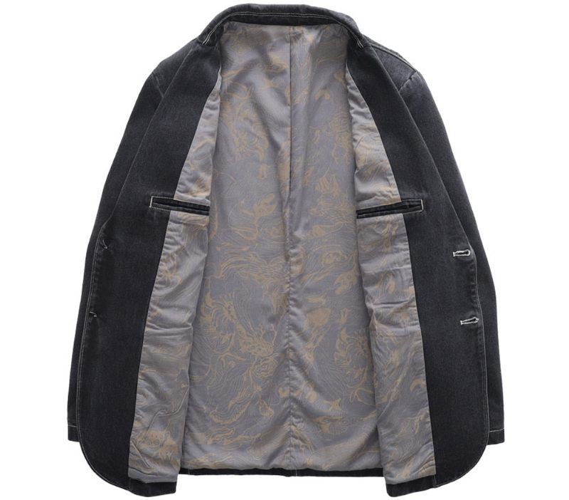 Efterårs Denimjakke Til Mænd Trendy Tynde Denimdragter Jean-jakker Outwear Casual Windbreaker Cowboyfrakker Tøj - Sort
