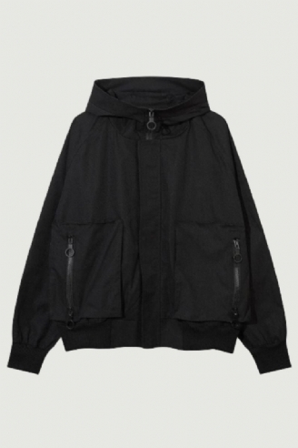 Mænd Hip Hop Streetwear Løse Hættetrøjer Fleecejakke Big Pocket Zip Up Rullekravejakke