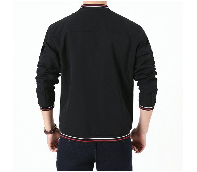 Mænds Bomberjakke Med Lynlås Dobbeltsidet Bomuldsfrakker Casual Outwear Slim Fit Baseballjakker Herretøj - Gul Brun